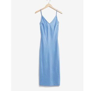 Satin V-Neck Midi Slip Dress
